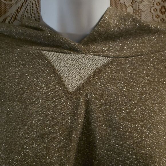 Easel Women's size‎ S Gray Shimmer Loose Fit Dolman Sleeve Hoodie - Picture 2 of 10